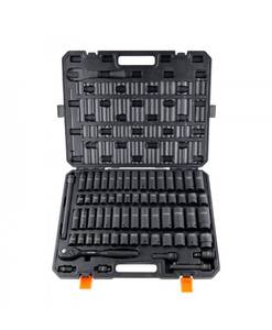 lot 21159 image: VEVOR 12 Drive Impact Socket Set, 65 Piece Socket Set SAE 38 to 1-14 and Metric 10-24mm, 6 Point Cr-V Alloy Steel for Auto Repair, Rugged Construction, Easy-to-Read Size Markings, Storage Case - Retail $89