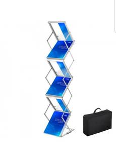 lot 21165 image: VEVOR Foldable Magazine Display Rack, 6 Pockets Pop-Up Brochure Display Stand, Double-Sided Display Catalog Literature Holder Stand, Portable with Carrying Bag for Office Trade Show Exhibitions - Retail $57