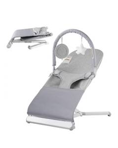 lot 21168 image: VEVOR Baby Bouncer, Folding Bouncer Seat for Babies 0-9 Months, Newborn Bouncer Chair with 2 Reclining Angles & Rotatable Toy Bar, Portable Infant Rocker with Travel Bag for Indoor Outdoor, Light Gray - Retail $0