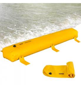lot 21178 image: VEVOR Flood Barrier, 12 ft Length x 12 in Height Sandbag Alternative, Water Barrier for Flooding with Great Waterproof Effect, Reusable PVC Water Diversion Tubes, Flood Barriers for Home, Door, Garage - Retail $53