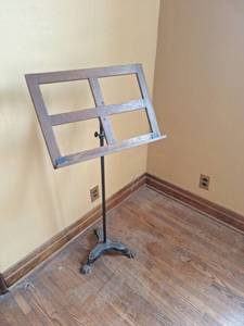 lot 10 image: Adjustable Wood Music Stand with Cast Iron Base