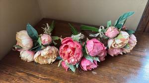 lot 53 image: (3) High Quality Faux Peony Bouquets