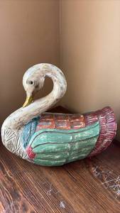 lot 84 image: Carved Swan with Painted Wings and Details