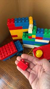 lot 85 image: Vintage Playskool Vehicle and Big Interlocking Blocks Toys