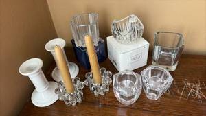 lot 95 image: Decorative Glassware Lot Candleholders Including Doulton and Mikasa