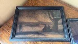 lot 120 image: Framed Landscape Postcard Print on Glass and Black Frame Wall Decor