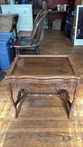 lot 126 image: Vintage Side Table with Glass Display Topper