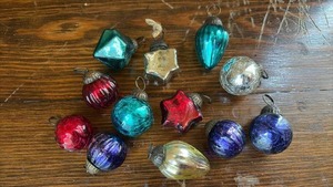 lot 161 image: Vintage Glass Christmas Ornaments Mixed Colors Shapes