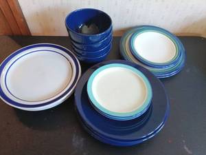lot 1049 image: Assorted Blue Coordinating Dishes, Stoneware Includes Vista Alegre Pieces