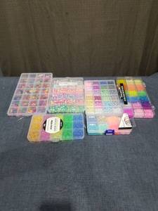 lot 2408 image: Bead Assortment Lot 6 Storage Containers Multiple Colors Sizes