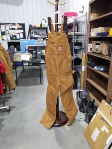 lot 2433 image: Carhartt Brown Duck Bib Overalls with Straps Size Medium Regular