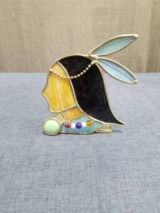 lot 2520 image: Native American-style stained glass tea light candle holder