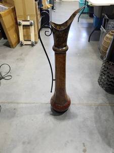 lot 2574 image: Decorative Metal Pitcher with Scrolled Handle