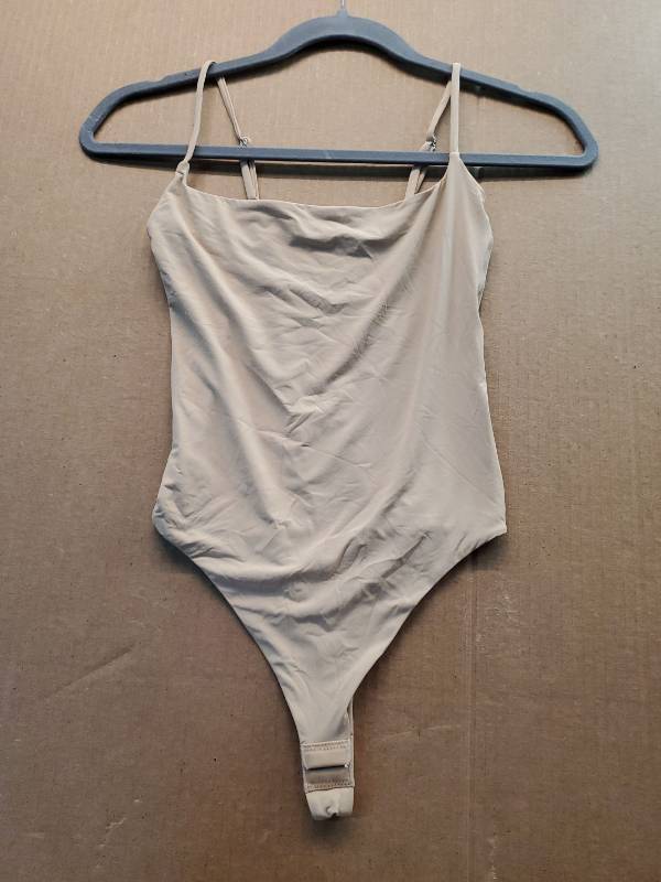 lot 38011 image: Nude Spaghetti Strap Thong Bodysuit, XS - Retail $12