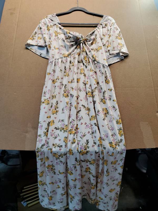 lot 38028 image: Floral Print Midi Dress with Tie Front, L - Retail $25