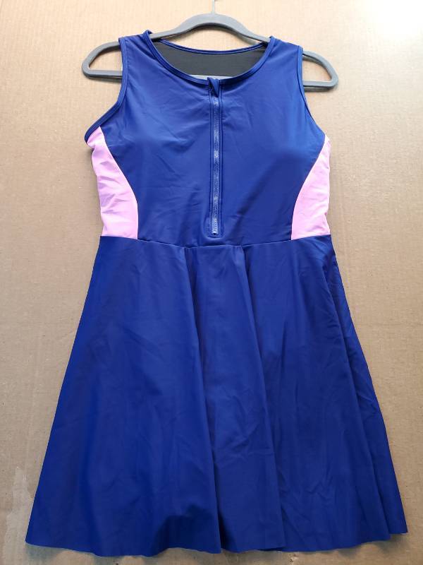 lot 38056 image: Womens Blue and Pink Color Block Swim Dress, L - Retail $25