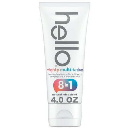 lot 27777 image: hello 8 in 1 Mighty Multi-Tasker Fluoride Toothpaste  Natural Mint Blend  4.0 Oz Tube - Retail $6