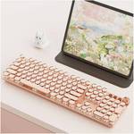 V20 Typewriter Keyboard Wireless, 104 Keys Mechanical with White Backlit, Media Knob, Pink Switch 2.4G/Bluetooth/USB-A Wired Retro Full Size Keyboard for Windows/Mac/PC-Pink - Retail: $65
