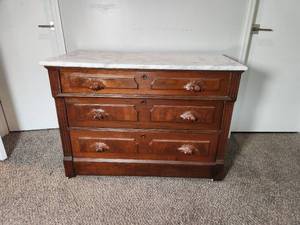lot 132 image: Victorian Eastlake Style Walnut Commode Chest On Wheels