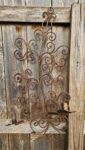 lot 138 image: Vintage French Country Brutalist Wrought Iron Candelabra Sconce