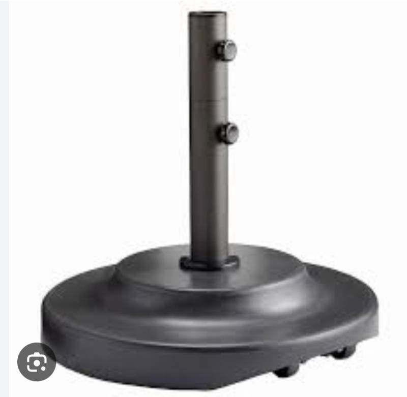 lot 20685 image: Light Gray Sungrade Round Patio Umbrella Base Stand - Retail $80