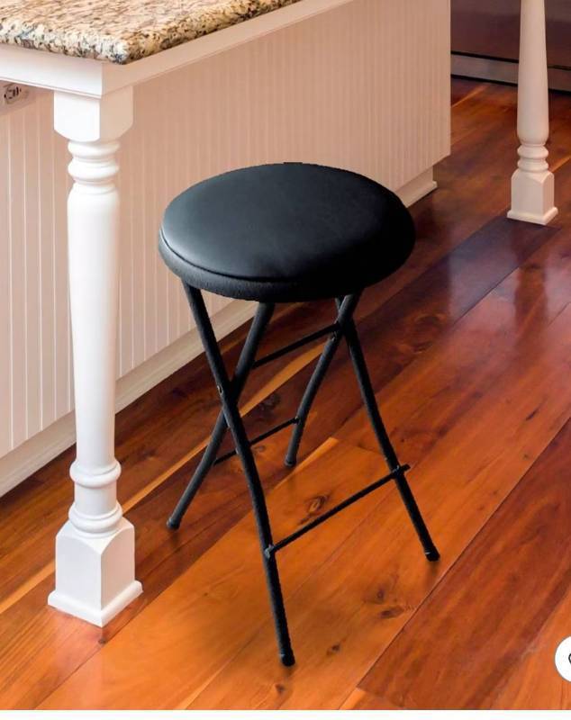 lot 20310 image: Peakform Black Vinyl Folding Stool - Retail $30