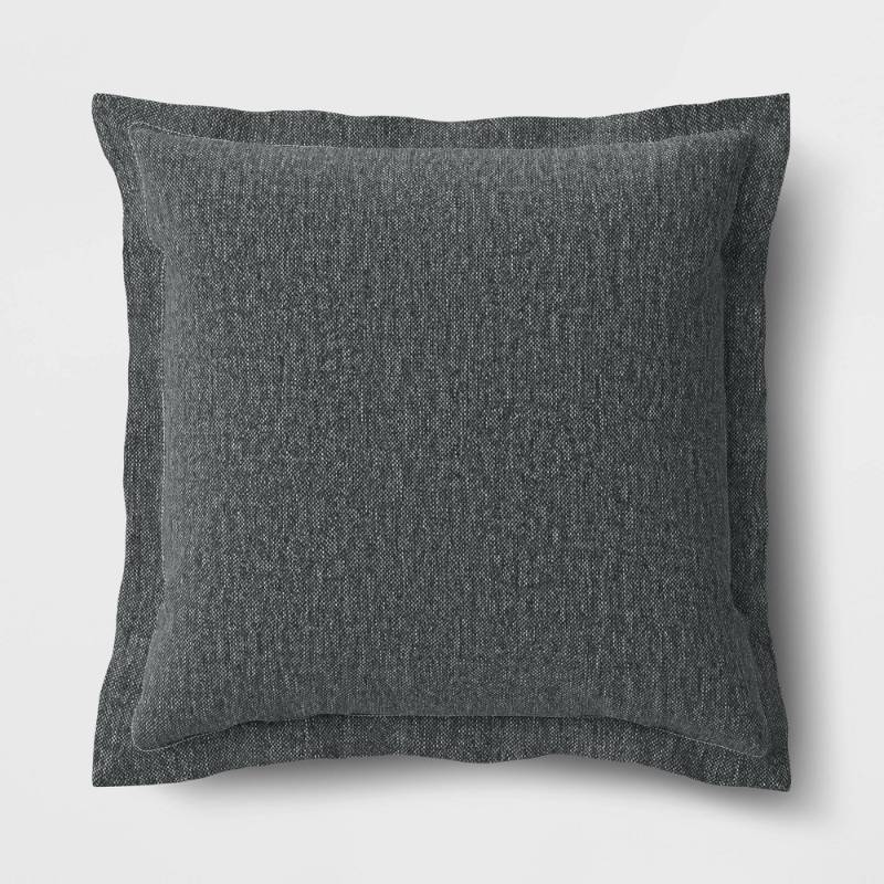 lot 17299 image: 26x25 Solid Woven Outdoor Deep Seat Back Cushion Charcoal - Threshold - Retail $40