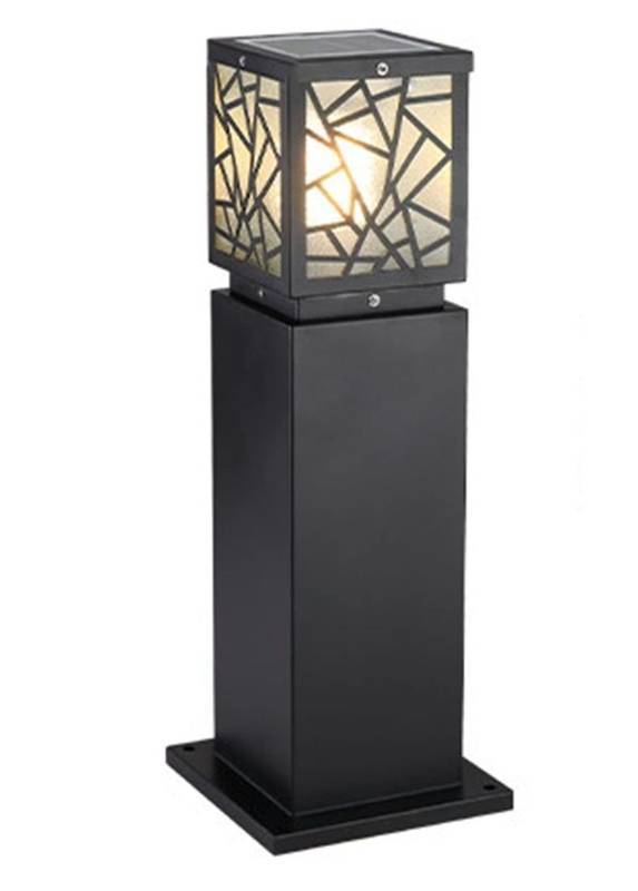 lot 20714 image: Solar LED Pedestal Bollard Light with Geometric Panel Design- solar wont charge - Retail $150