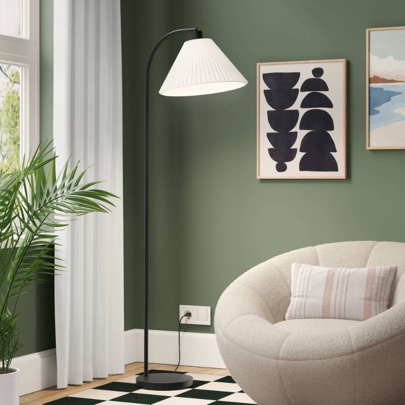 lot 20453 image: Downbridge Pleated Floor Lamp Black - Room Essentials�� Modern Empire Shade, ETL Listed, 58 Height - Retail $75