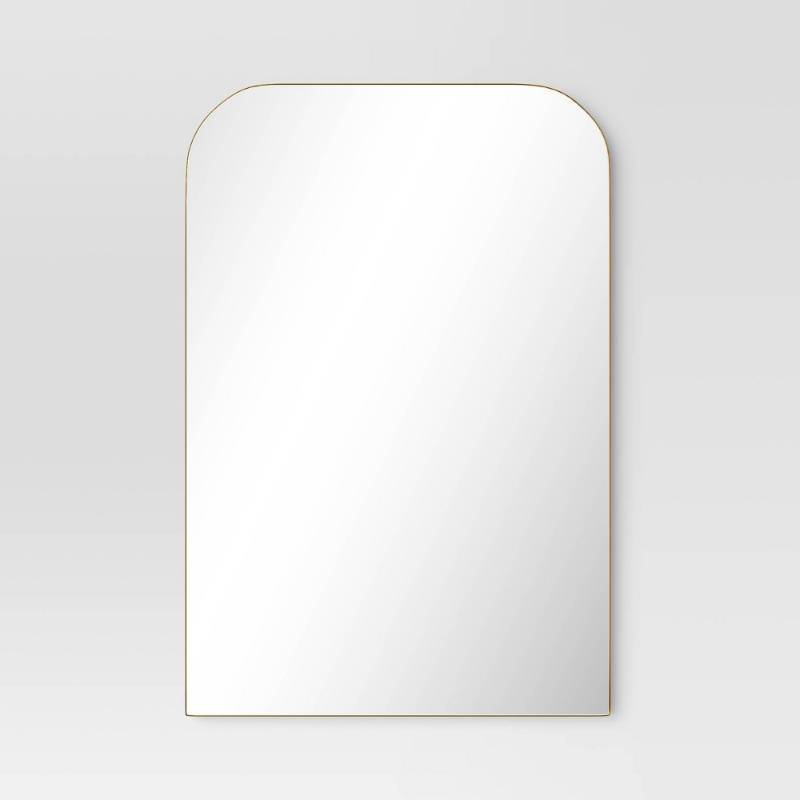 lot 20485 image: 24 x 36 Infinity Mantle Mirror Brass - Threshold�� Rust-Resistant, Wall Mount, Modern Decor - Retail $130