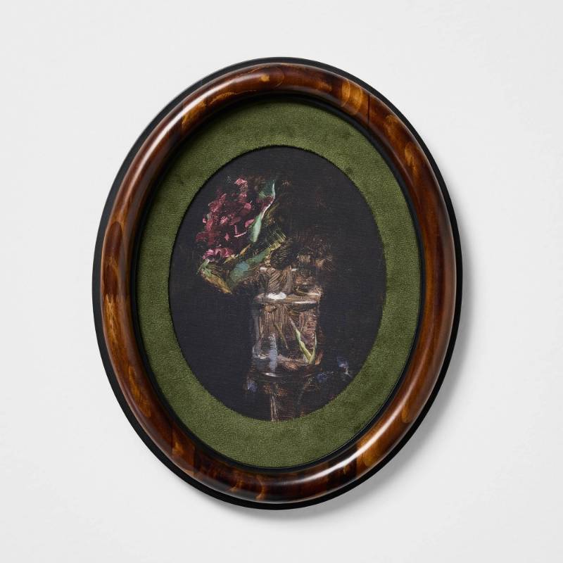 lot 20332 image: 9x11 Oval Frame Floral Wall Art - Threshold�� designed with Studio McGee - Retail $50