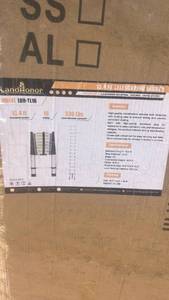 lot 789 image: LandHonor 15.4 ft Telescoping Ladder Model LHR-T116 16 Steps 330 lbs