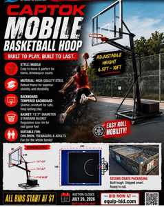 lot 598 image: Captok CK-BH34 Mobile Basketball Hoop 6.5ft-10ft Adjustable Height