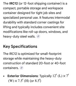 lot 404 image: IRC12 12-Foot Shipping Container Portable Storage Workspace