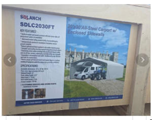 lot 465 image: SDLANCH SDLC2030FT 20x30 All-Steel Carport with Enclosed Sidewalls