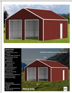 lot 280 image: 33FT x 25FT Double Garage Steel Barn 14FT Height 850 sq ft