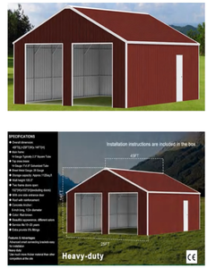 lot 281 image: 45FT x 25FT Double Garage Steel Barn Shed 14FT Height 1125 sq ft