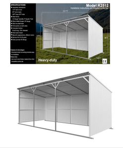 lot 284 image: Metal Livestock Shed 25FT x 12FT K2512 Heavy-Duty