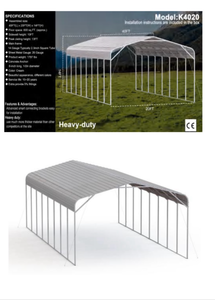 lot 288 image: 40ft x 20ft Steel Carport Shed Model K4020 14 Gauge 1797 lbs