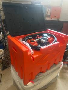 lot 204 image: Portable Fuel Transfer Tank 12v electric pump Orange