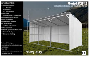 lot 211 image: K2512 25FT x 12FT Livestock Metal Shed 11FT Front 9FT Back