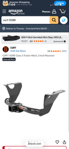 lot 17312 image: CURT 13390 Class 3 Trailer Hitch 2-Inch Receiver - Retail $325