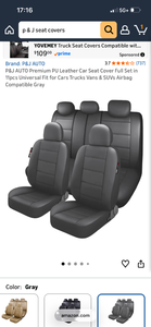 lot 17314 image: P&J Auto Premium PU Leather Car Seat Cover Full Set 11pcs Universal Black ( COMPLETE 11 PIECE SET) - Retail $59