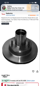 lot 17318 image: Front Disc Brake Rotor and Hub Assembly Ford Bronco F-100 F-150 ( slight dent at end of hub - see pics) - Retail $120