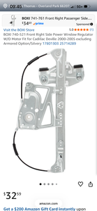 lot 17336 image: Front Right Power Window Regulator for Cadillac DeVille 2000-2005 - Retail $32