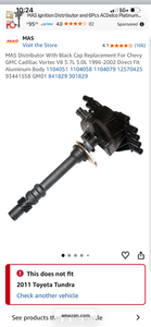 lot 17340 image: MAS Ignition Distributor with Black Cap for Chevy GMC Cadillac Vortec V8 5.7L 5.0L - Retail $45
