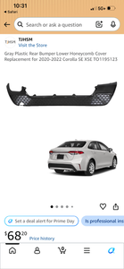 lot 17341 image: Toyota Corolla Rear Bumper Lower Honeycomb Cover 2020-2022 SE XSE - Retail $68