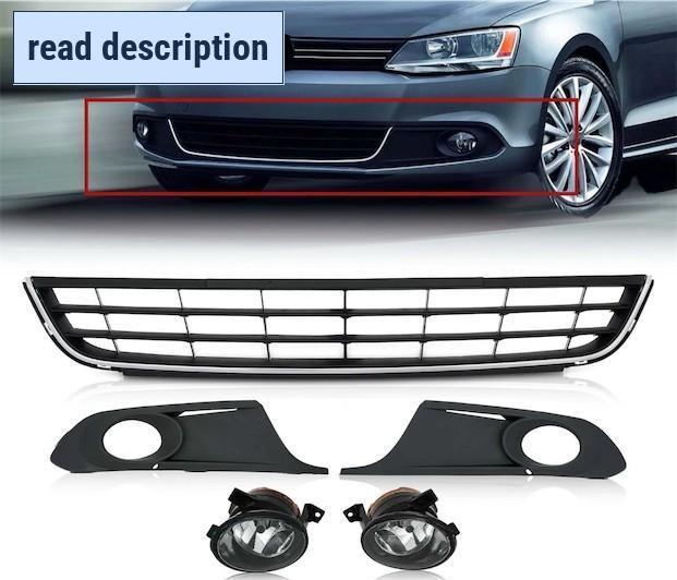 lot 391714 image: Front Lower Grille & Fog Lights w Cover Bezel For Volkswagen Jetta 2011-2014