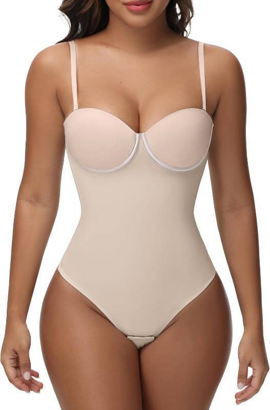 lot 171389 image: SHAPSHE Strapless Shapewear Corset Bodysuit Tops for Women Tummy Control V Neck Thong Body Shaper Going Out Outfits