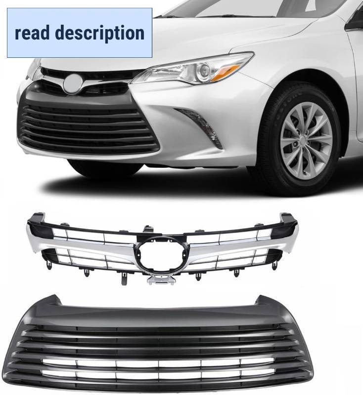 lot 171393 image: KARPAL 2pcs Front Upper Chrome Grill Lower Grille Kit Compatible with 2015-2017 Toyota Camry LE XLE TO1036158 TO1200377